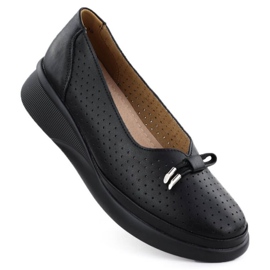 Schuhe auf der Vinceza 7896 Black Openwork -Plattform schwarz