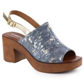 Frauensandalen auf der Säule, vergoldete M. Daszyński MR23126-7 blau