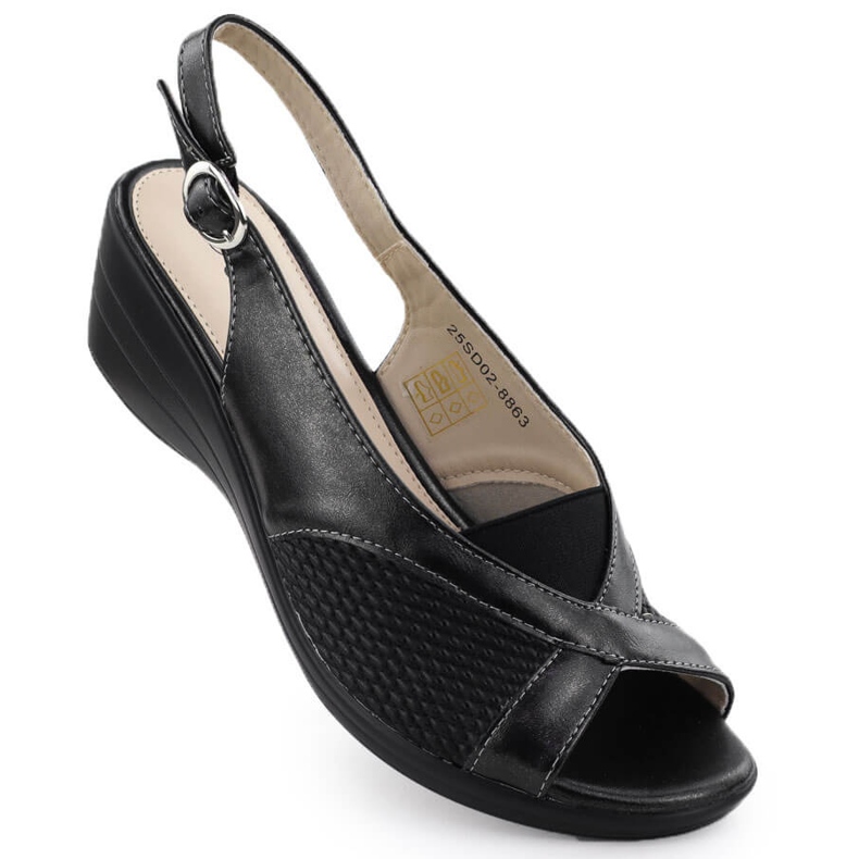 Frauensandalen auf Keilen komfortable schwarze Evento 8863