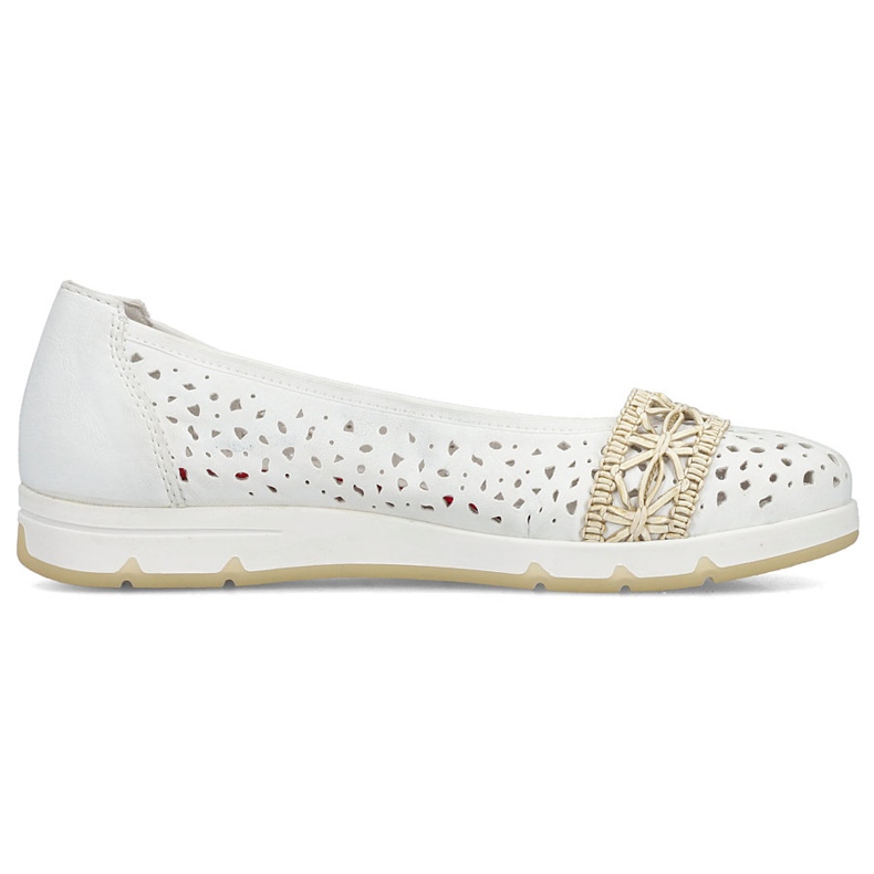 Frauen Ballerinas Openwork bequem White Rieker L3062-80 weiß