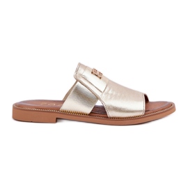Elegante natürliche Lederruhschuhe Zazoo 40423 Zloty golden