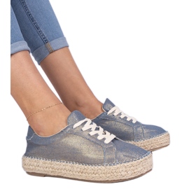 Blue Shiny Espadrilles golden