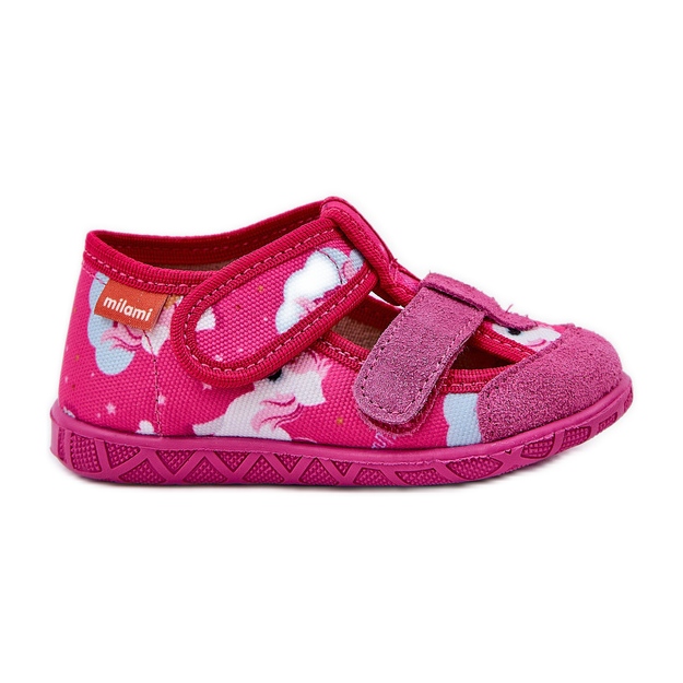 Kinderruhrschuhe für Klettverschlüsse in Einhorn -Fuchsia rosa