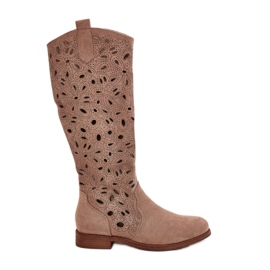 S.Barski Openwork Flat Heels Hy51-176 Beige