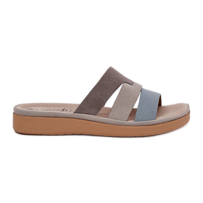 Bequeme beige-blaue Frauen-Hausschuhe
