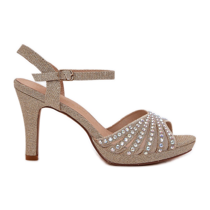 D&A Sandalen an einer Pin mit Dekoration und Glitzer D &amp; A MR1038-33 Gold golden