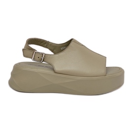 S.Barski Damen-Ledersandalen für Frauen auf der D &amp; A SJ2301-2 Grüne Plattform