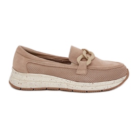 S.Barski Wildleder -Slipper auf der Plattform mit D &amp; A TW552 Beige Kette