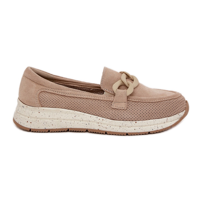 S.Barski Wildleder -Slipper auf der Plattform mit D &amp; A TW552 Beige Kette