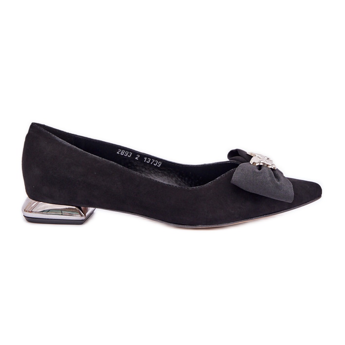 Elegante Wildleder -Frauen -Ballerinas mit Laura Messi 2893 Schwarzer Bogen