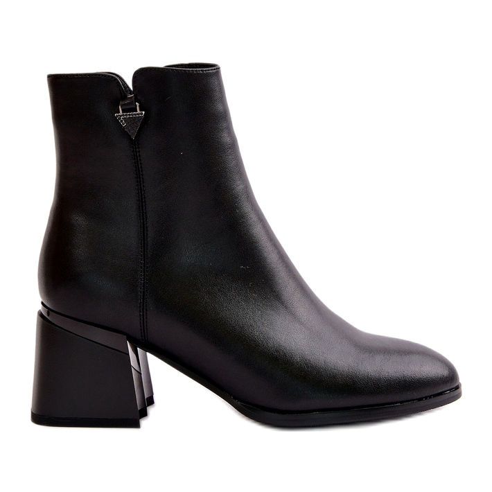 Elegante, warme Damenstiefel aus Naturleder, Schwarz Vinceza 77106