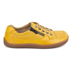 Barfuß Frauen minimalistische Leder -Sneaker Olivier 770 Perforiert gelb