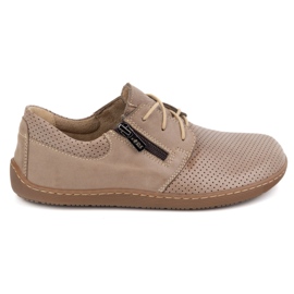 Olivier Minimalistische Lederschuhe von Frauen barfuß 1244 perforiert Beige