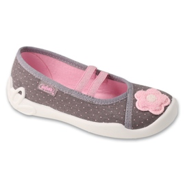 Befado Grey-Pink-Kinderruhschuhe 116Y334 mit einer Blume grau