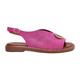 Frauensandalen mit flachem Eco -Haeled Pink rosa