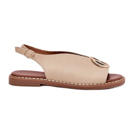 Flache elegante Sandalen mit beige Dekoration