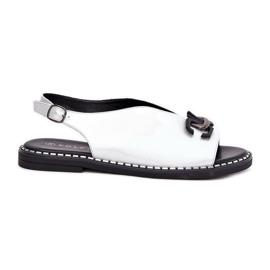 Flach -gekräuselte Sandalen mit einem Öko -Ornament Silberleder silber-
