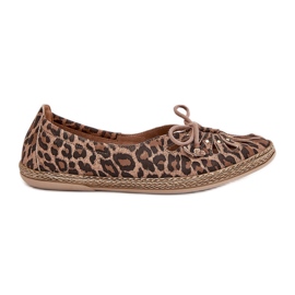 Zazoo Natural Leder Ballerinas Leopard Leopard Print 10179 Brown braun