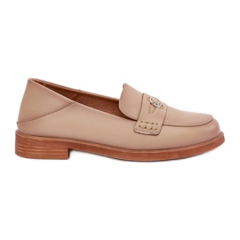 Elegante Frauen -Slipper aus natürlichen Vinceza Leder 18100 Beige