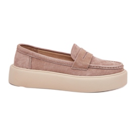 Frauen -Wildleder -Moccasins auf der beige Plattform Vinceza 79535
