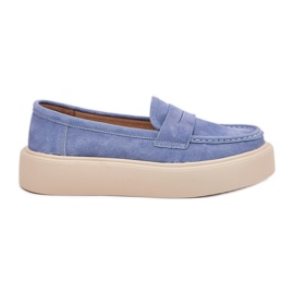 Frauen -Moccasins Wildleder auf der blauen Plattform Vinceza 79535