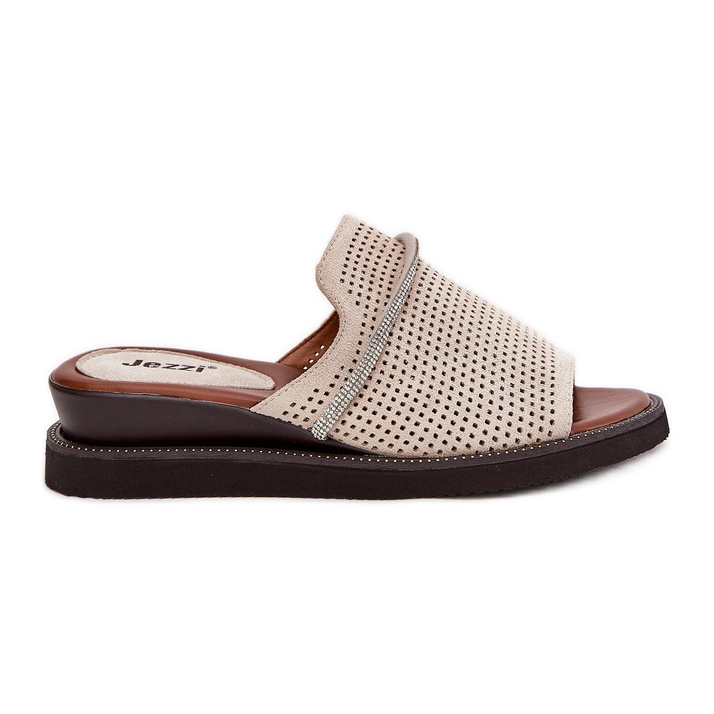 Jezzi Frauenkeile mit einem dekorativen beige Gurt