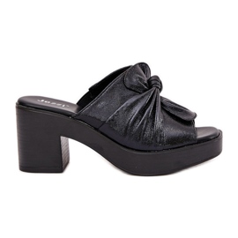 Jezzi Damenflip Flops auf dem Eco Lederpfosten schwarz