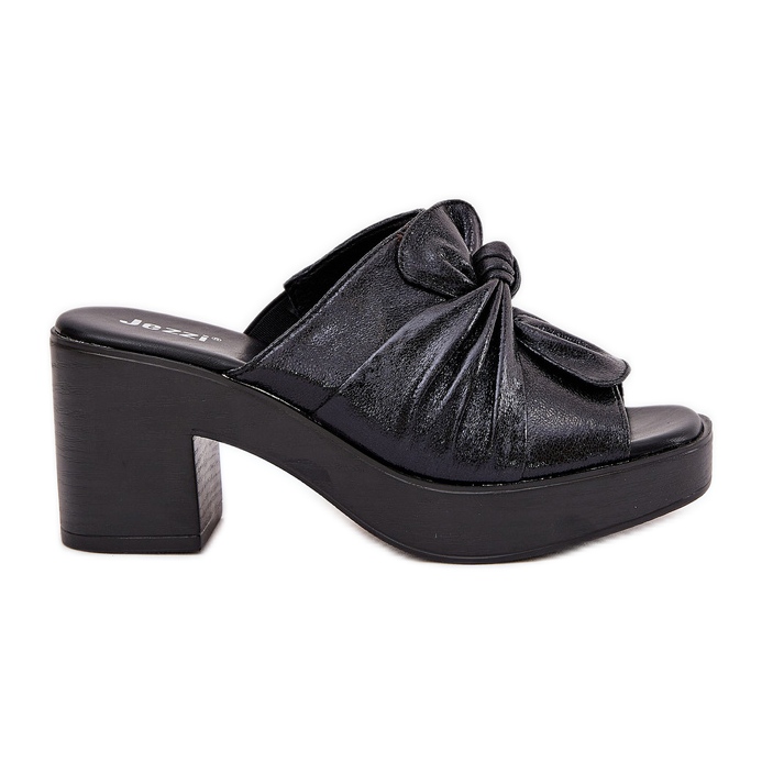 Jezzi Damenflip Flops auf dem Eco Lederpfosten schwarz