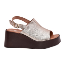 Jezzi Frauensandalen mit Öko -Leder auf der Plattform und goldenen Keilen