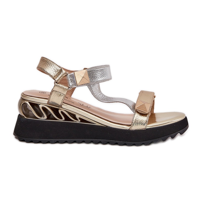 S.Barski Frauen Ledersandalen CR51-135 Gold und Silber golden