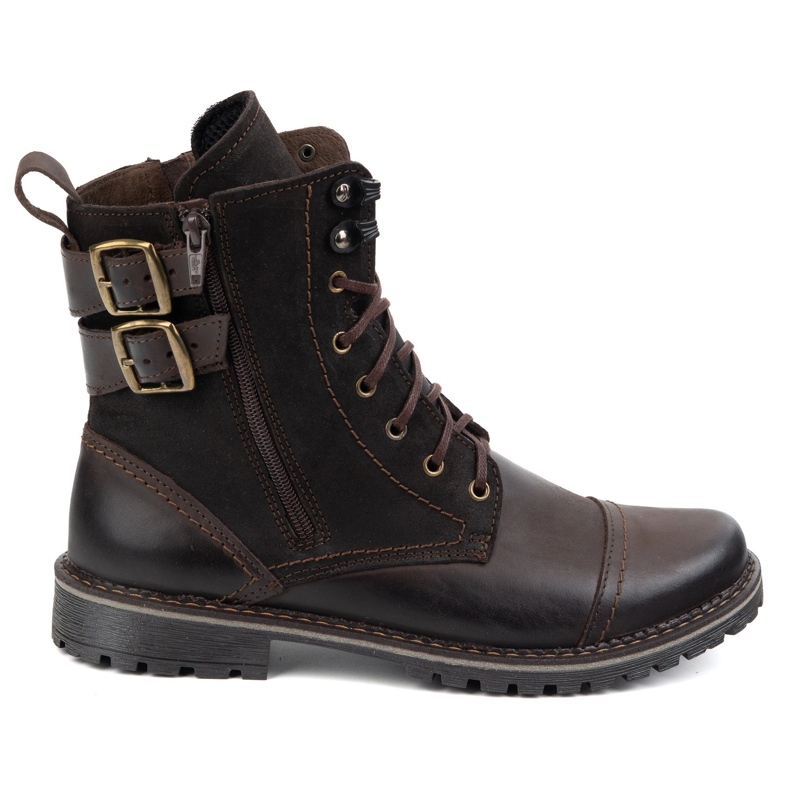 Olivier Herrenschuhe Militär militärische Motorrad -Motorrad -Leder 83kz Brown braun