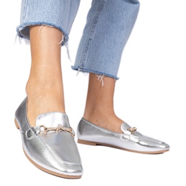 Silber elegante Slipper mit goldener Dekoration und Zirkone