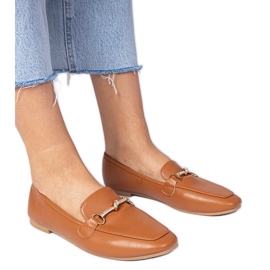 Brown elegante Slipper mit goldener Dekoration und Zirkone braun