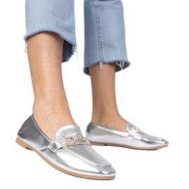Silber elegante Slipper mit Zirkonen silber-