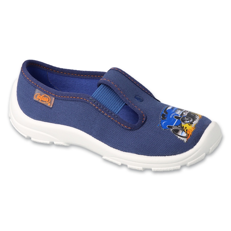 Befado Kinderhausschuhe 975Y181 Marineblau mit Auto