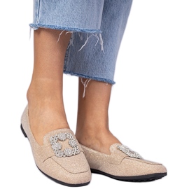 Champagner -Glitzer -Slipper mit Zirkonen golden