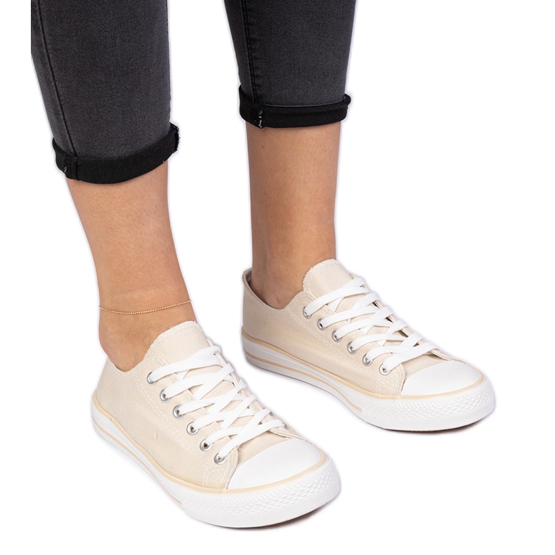 Brown klassische Frauen -Sneaker beige