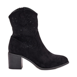 Openwork Boots Damen High Heels S.Barski Hy51-125 Schwarz