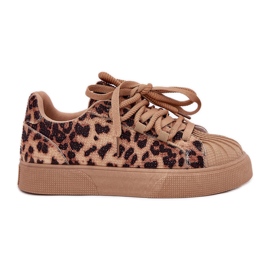 Frauen -Sneaker mit Dekoration auf der Plattform Leopard Print Brown braun