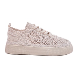 Blaci Damen -Sneaker auf der Plattform leichte Beige