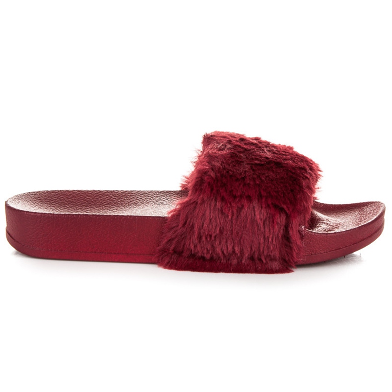 Via Giulia  Kastanienbraune Hausschuhe mit Fell rot