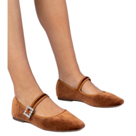 Brown Damen VeloR Ballerinas mit einer Schnalle braun