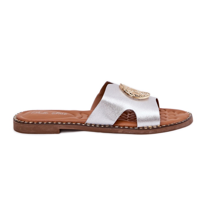 Flat -Frauen -Flip -Flops mit dekorativem Silberdetail grau