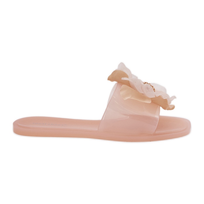 Transparente Flip -Flip -Flops für Frauen mit künstlicher nackter Blume beige