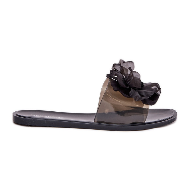 Transparente Flip -Flip -Flops für Frauen mit künstlicher Blume schwarz