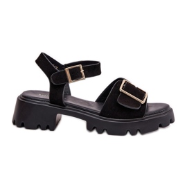 Öko -Wildleder -Sandalen mit schwarzer Klammer