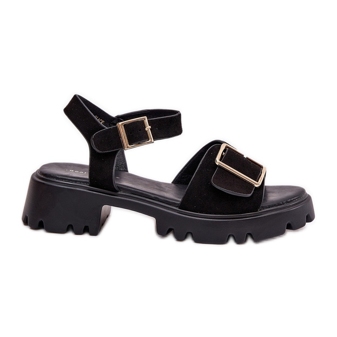 Öko -Wildleder -Sandalen mit schwarzer Klammer