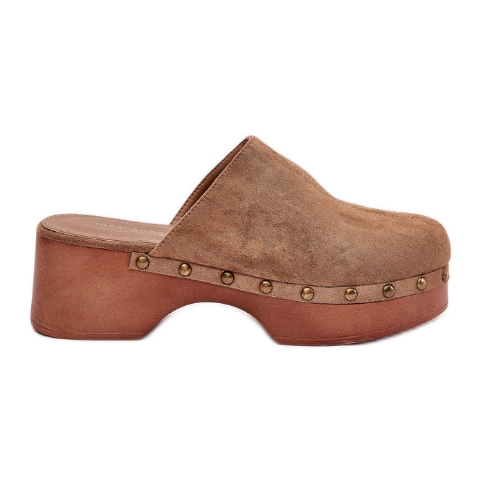 Clogs Damenflip -Flops mit Eco Suede Bolzen Kamel braun