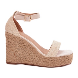 Damen-Keilsandalen mit Zopf, Beige