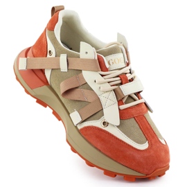 Damen -Leder -Sneaker beige Orange Goe rr2N4064
